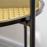 HOMCOM Table d'appoint Ronde Bout de canapé avec Plateaux Amovibles en métal et Effet cannage avec poignée - dim. 43,5L x 42,5l x 60H cm