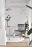 OMNIPRO Fauteuil en Velours,Pieds en Bois,57 x 68 x76cm,pour Petit Appartement, Salon, Chambre,Gris