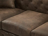 Fauteuil Chesterfield en Microfibre Aspect Cuir Vieilli Edwina