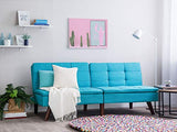 Beliani Canapé Clic-Clac en Tissu Bleu Convertible en Lit Confortable pour Salon Scandinave Moderne