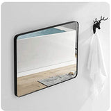 miroir rond noir metal 50 cm 60cm 70 cm 80 cm Miroir mural Rectangle, cadre en métal noir, miroirs suspendus décoratifs pour salon, chambre à coucher, panneau de verre coin arrondi miroir maquillage