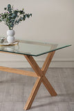 Movian Marque Amazon Table à Manger Rectangulaire 150x85x75cm Chêne Massif Verre Trempé