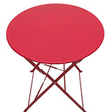 Outsunny Salon de Jardin Bistro Pliable - Table Ronde Ø 60 cm avec 2 chaises Pliantes - Acier thermolaqué Rouge