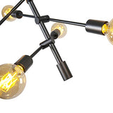 QAZQA sydney - Suspension Industriel - 6 lumière - Ø 75 cm - Noir - Rustique - Éclairage intérieur - Salon I Chambre I Cuisine I Salle à manger