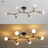 Sputnik Lustre, Lustre Nordique Noir et Doré Mid Century, suspension à base E27, plafonnier semi-encastré pour salon, chambre à coucher, couloir et cuisine. (6 Luminaire)