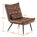 MCombo 4779-1 Fauteuil de détente moderne avec coussin de taille rétro vintage Fauteuil de lecture Fauteuil de salon rembourré sans tabouret, microfibre marron)