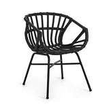 Kave Home - Chaise de Salle à Manger Kaly en rotin Noir avec accoudoirs et Pieds en Acier Noir
