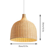 Suspension Rotin Osier Bambou, Abat Jour Osier Rotin Suspension, Traditionnel et Rustique pour Suspension. Fait Main Lustre en Rotin/Osier Tressé Nature. Rural Abat Jour Plafond Original (35cm)