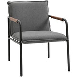 HOMCOM Fauteuil de Salon Assise revêtement synthétique avec accoudoir Structure en Acier Charge Max. 150 Kg 65,5l x 85P x 85H cm Gris