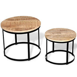 Festnight Lot de 2 Table Basse gigognes Bois Massif Rond Design et Modernes
