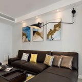 Bras Long Applique Murale Interieur avec Interrupteur Industrielle Lampe Murale Vintage Retro Bras Articule Pivotant Créative Design Luminaire de Lecture Lumiere Chevet Eclairage Chambre Métal Noir 1