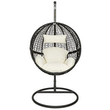 TecTake Chaise hamac avec Support en Résine Tressée Fauteuil Suspendu de Jardin Balancelle Transat - diverses Couleurs au Choix - Lancelle transat - diverses Couleurs au Choix - (Negro | No. 401777)
