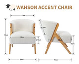 Wahson Fauteuil Salon, Fauteuils de Salon en Fausse Fourrure Fauteuil Relax avec Coussin Épais Fauteuil Chambre en Bois, Fauteuil pour Chambre/Salon, Blanc