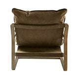 Loberon® Fauteuil Jowna en coton, mousse, bois de chêne, 67/76/95 cm, vert/marron