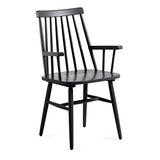 Kave Home - Chaise de Salle à Manger Tressia Noir avec accoudoirs en Bois Massif de Caoutchouc