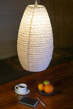 Guru-Shop Abat-jour Ovale en Papier Lokta, Suspension Corona, Blanc Naturel, DupapierLokta, Couleur : Blanc Naturel, 50x30x30 cm, Plafonniers Asiatiques Lampes en Tissu de Papier