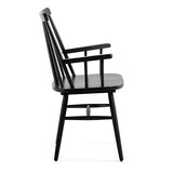 Kave Home - Chaise de Salle à Manger Tressia Noir avec accoudoirs en Bois Massif de Caoutchouc