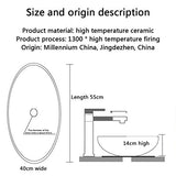 HEIFEN Art Lavabo Céramique Conteneur Récepteur Évier Rectangulaire Évier Rétro en Métal Vitré Au-Dessus du Comptoir en Bronze Robinet De Drainage Taille Taille 55 * 40 * 14cm