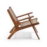 Kave Home - Fauteuil Grignoon avec accoudoirs en rotin et Structure en Bois Massif d'acacia pour Usage intérieur et extérieur