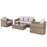 Strandgut07 - Canapé 3 places en polyrattan avec coussins, 90 x 201 x 75 cm