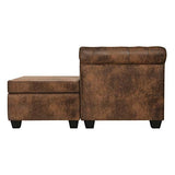 vidaXL Canapé Chesterfield en Forme de L Cuir Daim Synthétique Marron Sofa