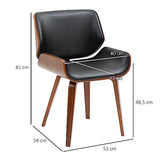 HOMCOM Lot de 2 chaises de Salle à Manger Style Vintage Assise revêtement synthétique Noir et Pieds en Bois