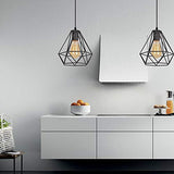 iDEGE Suspension Luminaire Retro E27 Lustre Plafonniers en Forme de Cage Lampe Suspension Vintage pour Salle à Manger, Salon, Chambre et Restaurant - Diamètre 20cm (Noir)