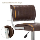 IntimaTe WM Heart Tabourets de Bar Lot de 2, Réglable Chaise Haute Cuisine avec Chromés Repose-Pieds,Tabouret Bar avec Décoré par Rayures Verticales, Marron