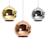 Industrial miroir moderne verre boule luminaire, miroir ajustable, Pendentif boule Ligh, ombre de lampe de plafond pour cuisine, salle à manger, Bar (Sliver, 25cm)