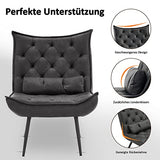 M MCombo Fauteuil de relaxation moderne pour salon, avec coussin de taille, style rétro, vintage, fauteuil de lecture, chaise de salon, fauteuil rembourré, en cuir synthétique, 4778-1 (gris foncé)