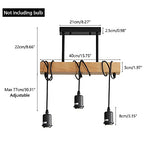 Comely Suspension Luminaire Vintage, Plafonnier Industriel, Réglable Lustre en Bois pour Salle à Manger, Salon, 3 Lumières E27 (Ampoule Non Incluse)