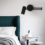LIANGXX Réglable en Laiton Terminer 1 LumiÃre Applique Murale, LED de Lecture Le Bras Pivotant Mur Lampe, Lecture LED Lampe de Chevet Mur, Salon Applique 4000K (Color : Black)