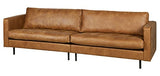 PEGANE Canapé 3 Places en Cuir et Polyester Coloris Cognac - Dim : H 83 x L 275 x P 88 cm