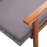 vidaXL Chaise Longue et Coussin Jardin Bain de Soleil de Patio Transat de Terrasse Extérieur Piscine Résine Tressée Gris Bois d'Acacia