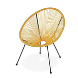 Alice's Garden Fauteuil Acapulco Forme d'oeuf - Jaune - Fauteuil 4 Pieds Design rétro, Cordage Plastique, intérieur/extérieur