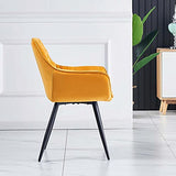 JYMTOM Lot de 2 Chaise de Salle à Manger avec Assise rembourrée en Velours épais, Pieds en métal, accoudoirs et Dossier, Chaise d'angle pour Salon,Jaune