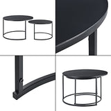 Lot de 2 Tables Basses Rondes Gigognes Capacité de Charge 20 kg Tables de Salon Robustes en Fer de Tailles Différentes Noir