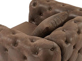 Fauteuil Chesterfield en Microfibre Aspect Cuir Vieilli Edwina