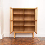 DECOCLICO Buffet plaqué chêne cannage rotin