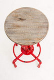 Tabouret De Bar Lumos Style Industriel I Tabouret De Comptoir Réglable en Hauteur I Chaise Haute Siège en Bois Pieds Robustes en Métal, Couleurs:Rouge