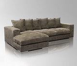 Amaris Elements | Canapé d'angle « Newman » avec 6 Coussins, Tissu Velours Marron, Salon de Jardin 4 Places 2.95m