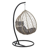 Siège Suspendu avec Panier Cadre Coussins Fauteuil Zen pour Intérieur Extérieur Support Solide en Acier Housse Amovible Polyester Capacité de Charge 150 kg Polyrotin Hauteur 195 cm Marron Gris Foncé