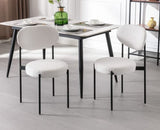 Wahson Lot de 2 Chaise Salle à Manger en Peluche Chaise de Cuisine Moderne Rembourré avec Pieds en Métal, Chaise de Salon pour Cuisine/Restaurant, Blanc