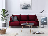 Mazzini Sofas Canapé Velours Convertible avec Coffre De Rangement, Pansy, 3 Places, Rouge, 215x94x90