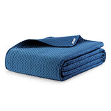 AmeliaHome Couvre-lit 240 x 260 cm Bleu foncé jeté de lit Double Face gaufré Mat Satin Carmen