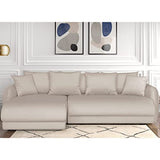 HOMIFAB Canapé d'angle Gauche 5 Places Convertible avec Coffre de Rangement en Velours crème - Giulia