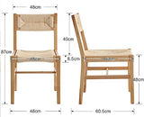 Wahson Chaises de Salle a Manger en Bois, Lot de 2 Chaises de Salle à Manger Rétro en Bois Massif Chaise en Bois Assise en Paille, Chaise en Rotin pour Salon et Salle à Manger, Bois Naturel