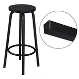 WOLTU 2 X Tabourets de Bar Bistro Tabouret Assise Rond en MDF et métal,Noir BH237sz-2