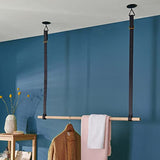 MOB-IN Kit penderie Suspendue Effet Cuir - Barre Portant Dressing sous Plafond 1 m + Lanière Ceinture Simili Cuir - VIKY