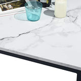 MEUBLE COSY Design Moderne Table Basse de Salon Carré Effet Marbré Structure en métal, Style Industriel, Blanc et Noir, 80x80x34cm